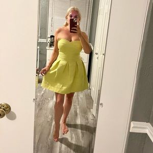 Akira Chicago - black label yellow/green strapless mini dress. Medium